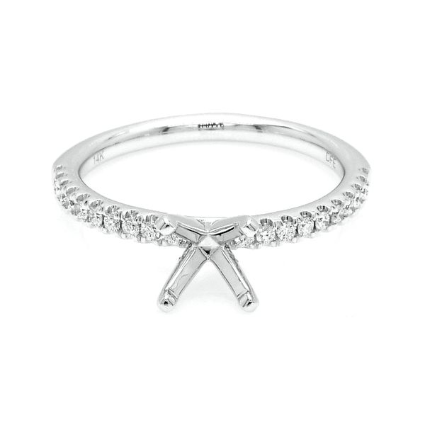 Diamond Accented Shank Semi-mount Engaement Ring 14k White Gold 0.20 CTW Raleigh Diamond Fine Jewelry Raleigh, NC