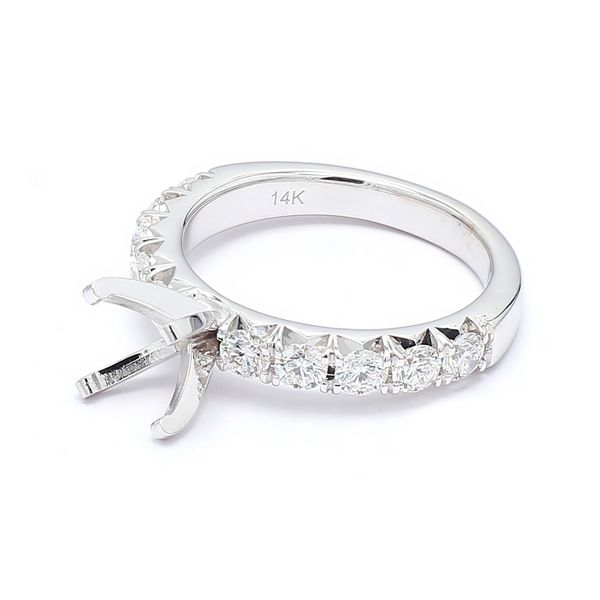 14K White Gold Semi-mount Engagement Ring French Set Diamond 0.92 CTW Image 2 Raleigh Diamond Fine Jewelry Raleigh, NC