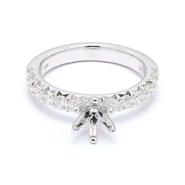 14K White Gold 0.75ctw 6 Prong Diamond Accented Semi-mount Engagement Ring Raleigh Diamond Fine Jewelry Raleigh, NC