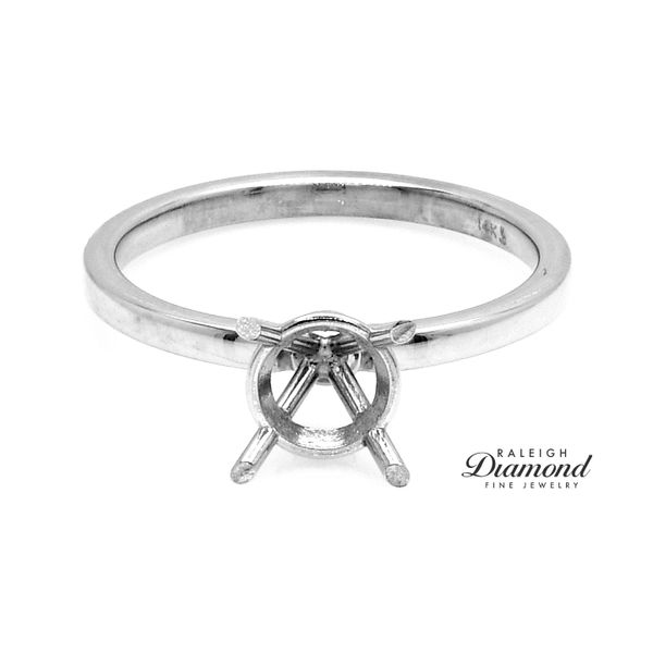 Slim Solitaire Ring Setting 14k White Gold Raleigh Diamond Fine Jewelry Raleigh, NC