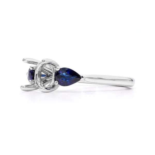 14K White Gold 1.10ctw Sapphire 3 Stones Semi-mount Image 2 Raleigh Diamond Fine Jewelry Raleigh, NC
