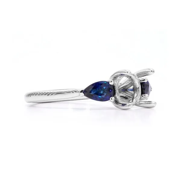 14K White Gold 1.10ctw Sapphire 3 Stones Semi-mount Image 3 Raleigh Diamond Fine Jewelry Raleigh, NC