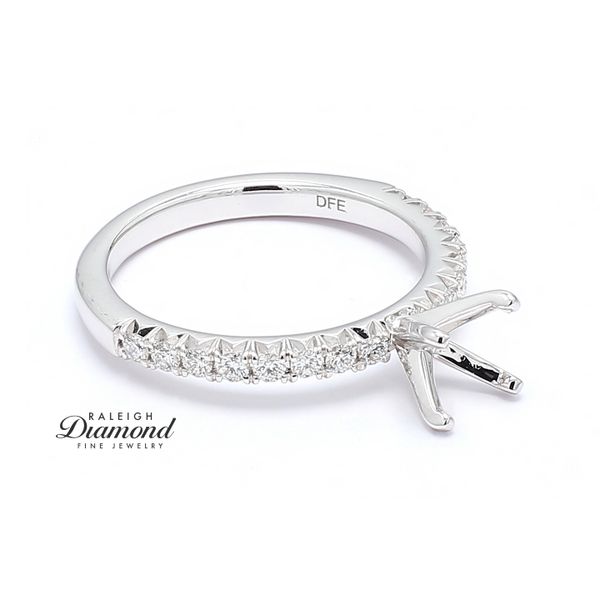 14K White Gold 0.32ctw French Set Diamond Semi-mount Engagement Ring Image 3 Raleigh Diamond Fine Jewelry Raleigh, NC