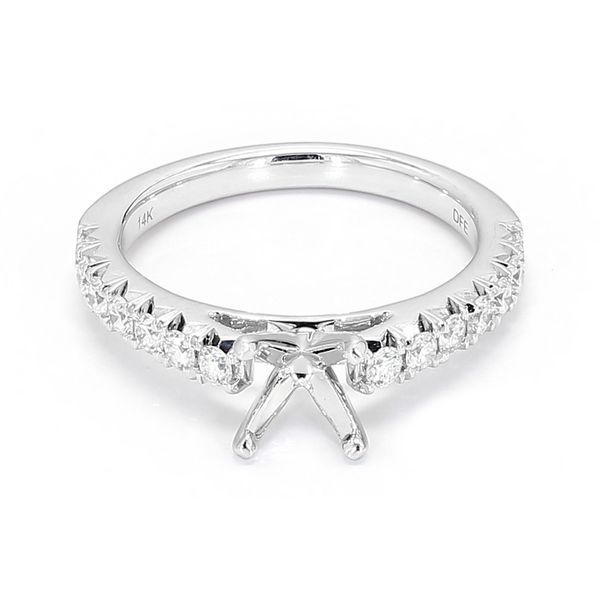 14K White Gold Diamond Accented Cathedral Semi-mount Engagement Ring 0.50 CTW Raleigh Diamond Fine Jewelry Raleigh, NC