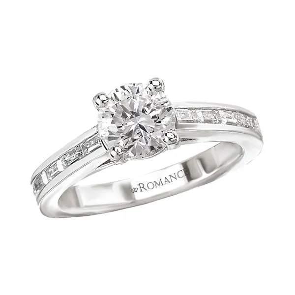 14K White Gold 0.50ctw Diamond Cathedral Baguette Semi-mount Image 2 Raleigh Diamond Fine Jewelry Raleigh, NC