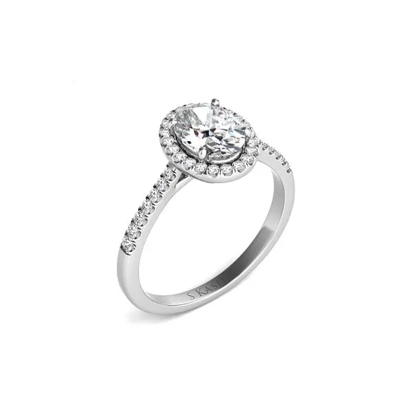 14K White Gold 0.30ctw Diamond Oval Halo Semi-mount Raleigh Diamond Fine Jewelry Raleigh, NC