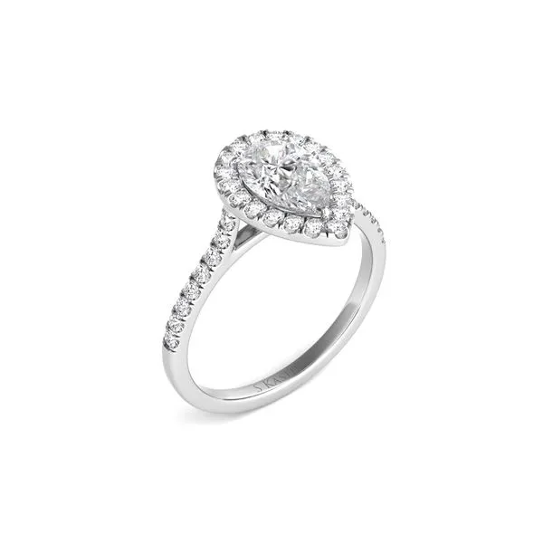 14K White Gold 0.35ctw Diamond Pear Halo Semi-mount similar item image
