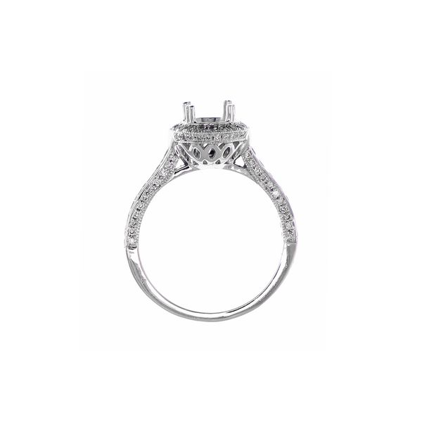 14K White Gold 0.84ctw Accented Vintage Style Diamond Semi-mount Ring Setting Sz 6.25 Image 3 Raleigh Diamond Fine Jewelry Raleigh, NC