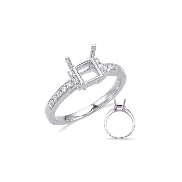 14K White Gold 0.16ctw Diamond Accented Princess Semi-mount Engagement Ring similar item image