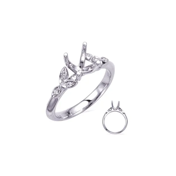 14K White Gold 0.05ctw Diamond Accented Vintage Floral Semi-mount Raleigh Diamond Fine Jewelry Raleigh, NC