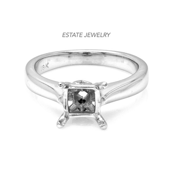 Estate 18K White Gold Princess Cut Semi-mount Raleigh Diamond Fine Jewelry Raleigh, NC