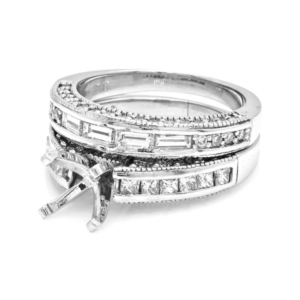 Estate 14K White Gold 1.75ctw Diamond Accented Semi-mount Set Size 5.0 Image 2 Raleigh Diamond Fine Jewelry Raleigh, NC