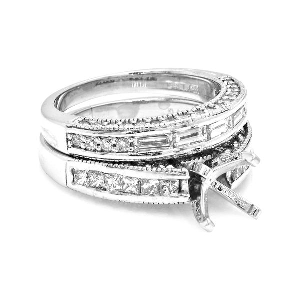 Estate 14K White Gold 1.75ctw Diamond Accented Semi-mount Set Size 5.0 Image 3 Raleigh Diamond Fine Jewelry Raleigh, NC