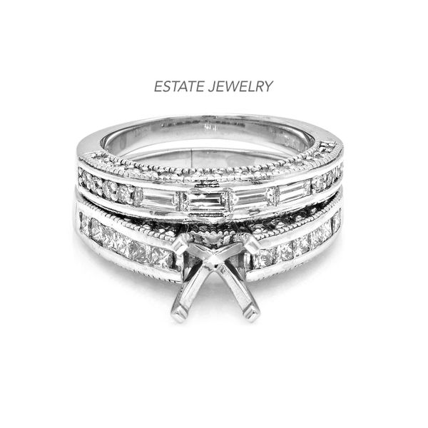 Estate 14K White Gold 1.75ctw Diamond Accented Semi-mount Set Size 5.0 Raleigh Diamond Fine Jewelry Raleigh, NC
