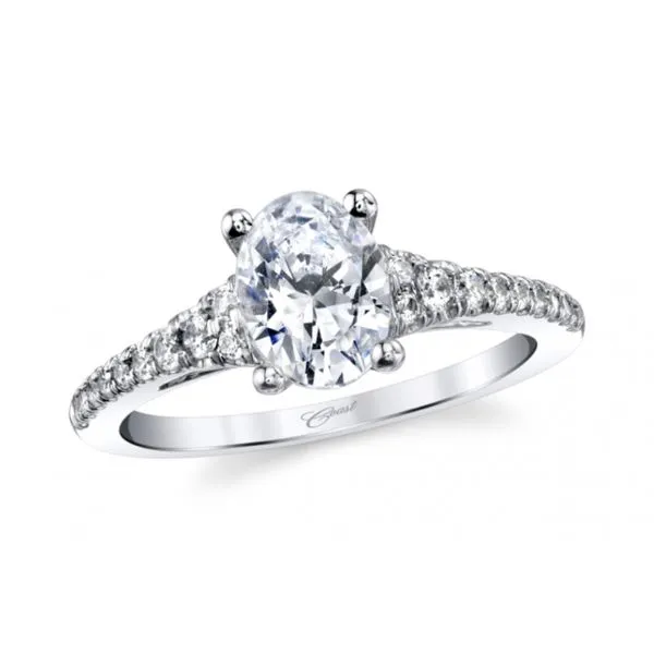14K White Gold 0.28ctw Diamond Accented Oval Cut Semi-mount Raleigh Diamond Fine Jewelry Raleigh, NC