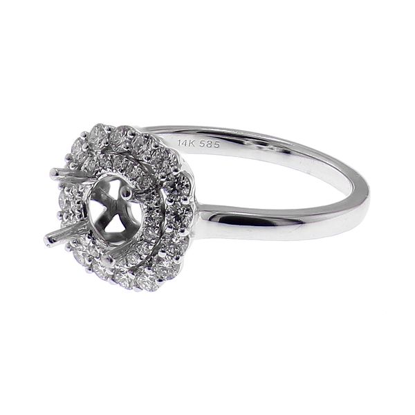 14K White Gold 0.47ctw G-H/SI Double Halo Diamond Semi-mount Ring Setting Sz 6.5 Image 2 Raleigh Diamond Fine Jewelry Raleigh, NC