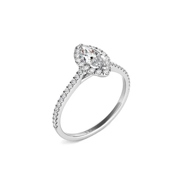 14K White Gold 0.35ctw Semi Halo Ring for 9x4.5 Marquise similar item image