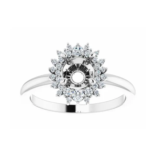 14k White Gold 1/4ctw Fancy Halo Semi-mount for 6.5mm RBC Diamond similar item image