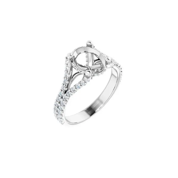 14K White Gold 0.50ctw Semi-mount with Split Shank for 9x7 Oval Diamond Image 2 Raleigh Diamond Fine Jewelry Raleigh, NC