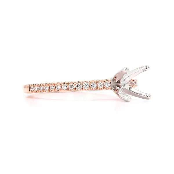 14K Rose Gold Semi-mount with 0.17cttw Accented Shank Image 3 Raleigh Diamond Fine Jewelry Raleigh, NC