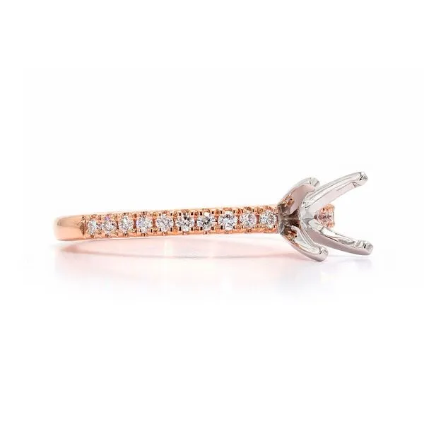 14K Rose Gold 0.20ctw Semi-mount with Accented Shank Image 3 Raleigh Diamond Fine Jewelry Raleigh, NC