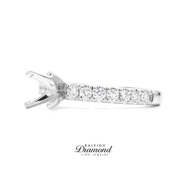 14K White Gold 0.42ctw Semi-mount with Accented Shank Image 2 Raleigh Diamond Fine Jewelry Raleigh, NC