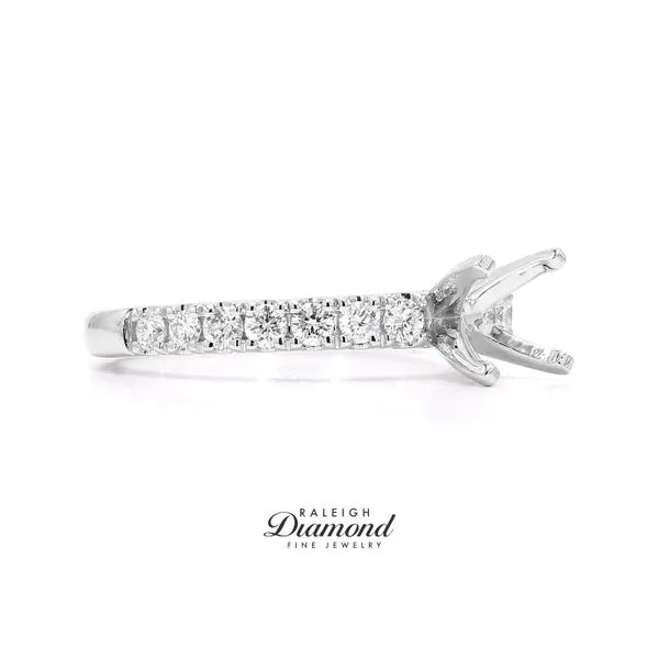 14K White Gold 0.42ctw Semi-mount with Accented Shank Image 3 Raleigh Diamond Fine Jewelry Raleigh, NC