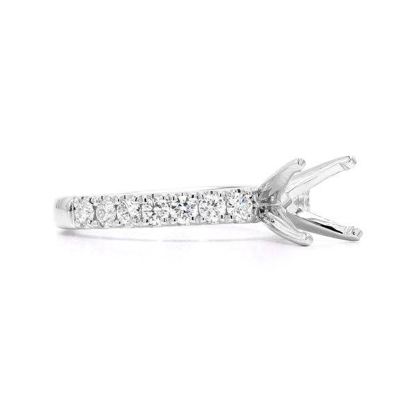 14K White Gold 0.52ctw Semi-mount with Accented Shank Image 3 Raleigh Diamond Fine Jewelry Raleigh, NC