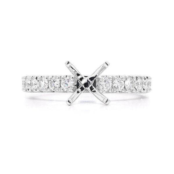 14K White Gold 0.52ctw Semi-mount with Accented Shank Raleigh Diamond Fine Jewelry Raleigh, NC