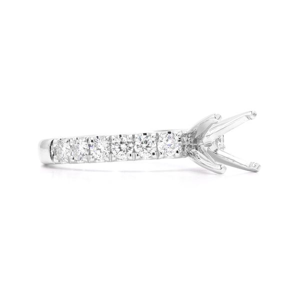 14K White Gold 0.59ctw Semi-mount with Accented Shank Image 3 Raleigh Diamond Fine Jewelry Raleigh, NC