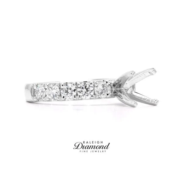 14K White Gold 0.94ctw Semi-mount with Accented Shank Image 3 Raleigh Diamond Fine Jewelry Raleigh, NC