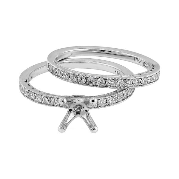 14K White Gold 0.46ctw Wedding Set Diamond* Semi-mount Accented Engagement Ring Setting Raleigh Diamond Fine Jewelry Raleigh, NC
