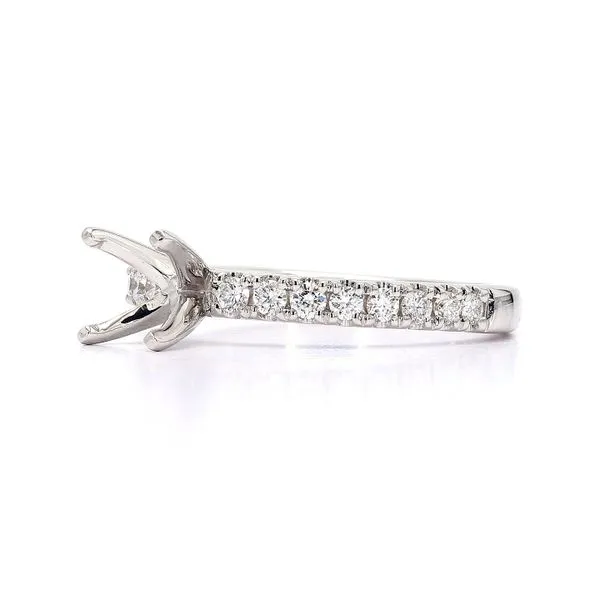 14K White Gold Semi-mount with 0.35ctw Diamond Accented Shank Size 6.0 Image 2 Raleigh Diamond Fine Jewelry Raleigh, NC