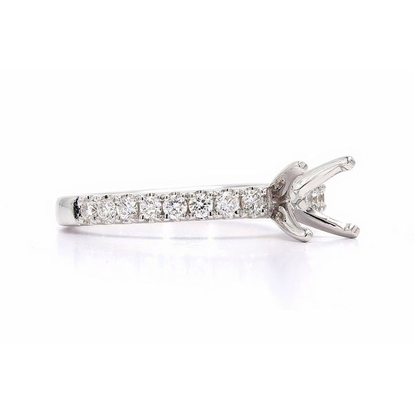 14K White Gold Semi-mount with 0.35ctw Diamond Accented Shank Size 6.0 Image 3 Raleigh Diamond Fine Jewelry Raleigh, NC