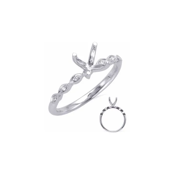 14K White Gold 0.03ctw G/SI1 Round Diamonds Milgrain, Vintage Semi-Mount Engagment Ring similar item image