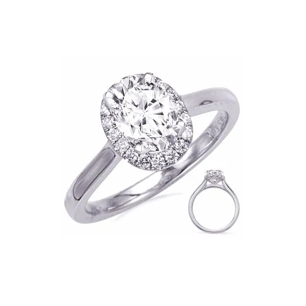 14K White Gold 0.19ctw G/SI1 Diamond Oval Halo Semi-mount Engagement Ring similar item image