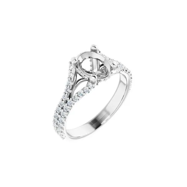 14K White Gold 0.50ctw G-H/SI Split Shank Hidden Halo 8x6 mm Oval Diamond Semi-Set Engagement Ring similar item image