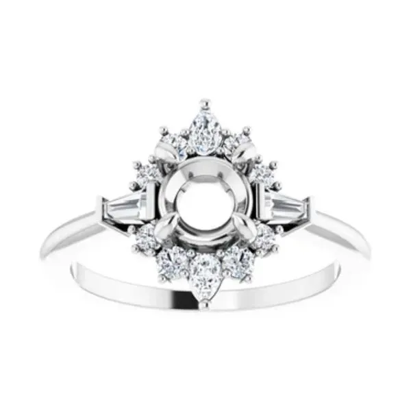14K White Gold 3/8cttw Diamond Halo Semi-Mount Engagement Ring Raleigh Diamond Fine Jewelry Raleigh, NC