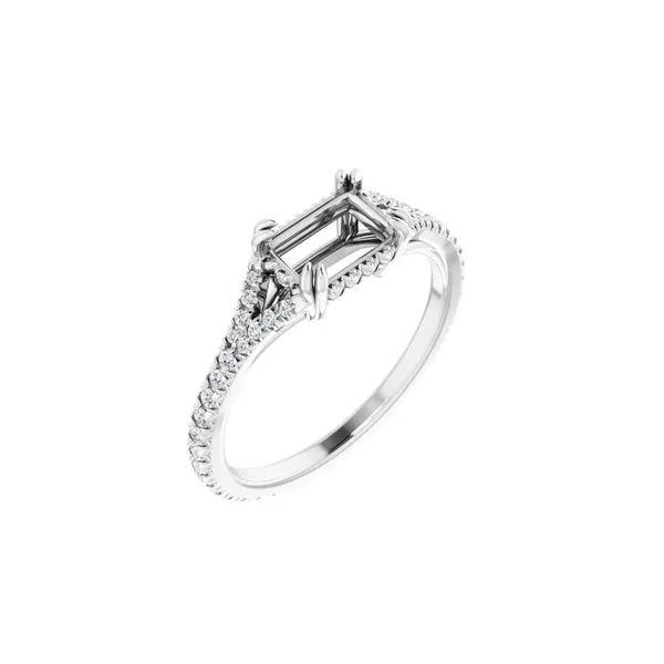 14K White Gold 1/3cttw Diamond Semi Mount for Emerald 7x5mm Image 2 Raleigh Diamond Fine Jewelry Raleigh, NC