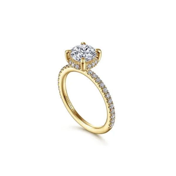14K Yellow Gold 0.31ctw Diamond Round Halo Semi Mount Engagment Ring Image 2 Raleigh Diamond Fine Jewelry Raleigh, NC