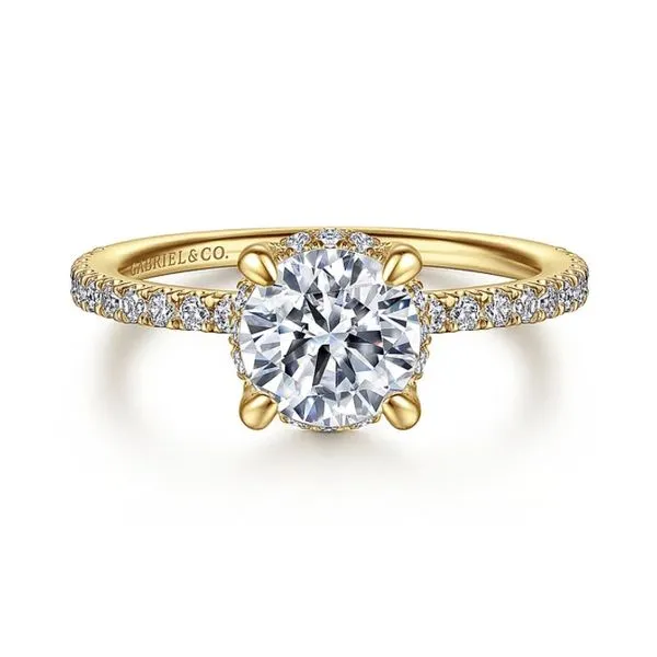 14K Yellow Gold 0.31ctw Diamond Round Halo Semi Mount Engagment Ring Raleigh Diamond Fine Jewelry Raleigh, NC