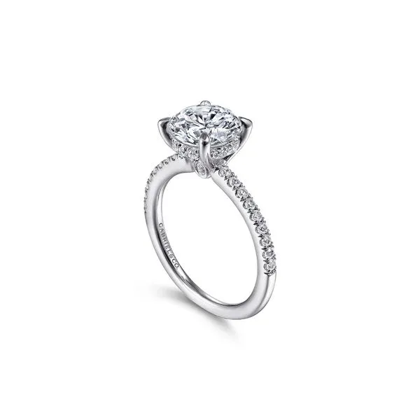 14K White Gold 0.33ctw G-H/SI2 Hidden Halo Round Diamond Semi Mount Engagement Ring Image 2 Raleigh Diamond Fine Jewelry Raleigh, NC