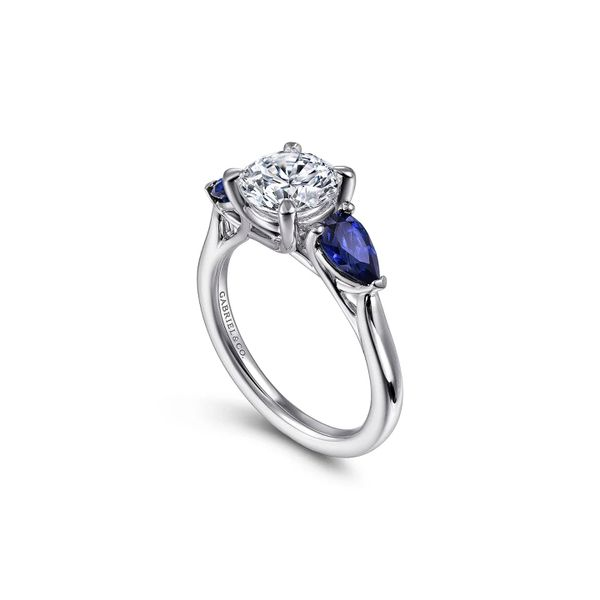 14K White Gold 3-Stone 0.91ctw Sapphire Semi Mount Engagment Ring Image 2 Raleigh Diamond Fine Jewelry Raleigh, NC