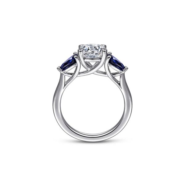 14K White Gold 3-Stone 0.91ctw Sapphire Semi Mount Engagment Ring Image 3 Raleigh Diamond Fine Jewelry Raleigh, NC