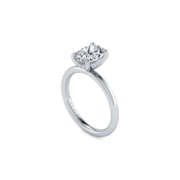 Platinum 0.06ctw G-H/SI2 Hidden Halo Oval Diamond Engagement Ring Image 2 Raleigh Diamond Fine Jewelry Raleigh, NC