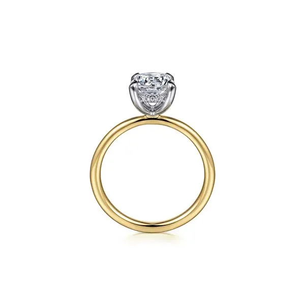 14K White & Yellow Gold 0.06ctw G-H/SI2 Hidden Halo Round Dia Semi Mount Engagement Ring Image 3 Raleigh Diamond Fine Jewelry Raleigh, NC
