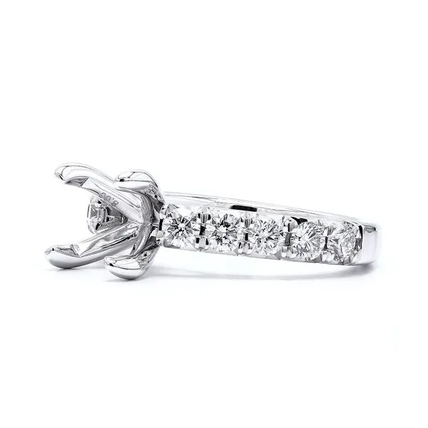 14K White Gold 0.92ctw 8.0mm Center Diamond Semi-mount Accented Shank Image 2 Raleigh Diamond Fine Jewelry Raleigh, NC