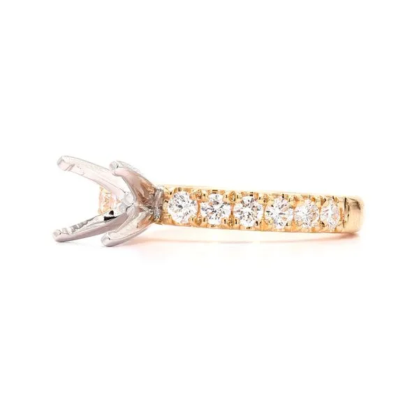 RD Classic Signature 14K Yellow Gold 0.59ctw Semi-mount with Accented Shank Image 2 Raleigh Diamond Fine Jewelry Raleigh, NC