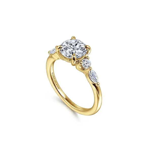 14K Yellow Gold 0.36ctw G-H/SI2 Round 5-Stone Semi-Mount Diamond Engagement Ring Image 2 Raleigh Diamond Fine Jewelry Raleigh, NC