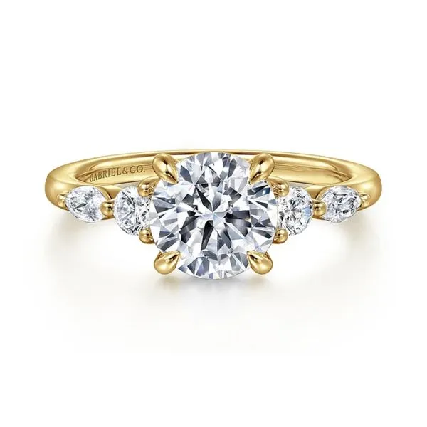14K Yellow Gold 0.36ctw G-H/SI2 Round 5-Stone Semi-Mount Diamond Engagement Ring Raleigh Diamond Fine Jewelry Raleigh, NC